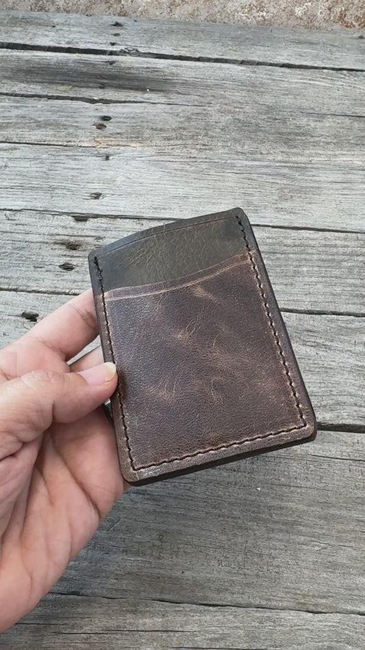 Rustic Oil Tanned Leather Card Wallet