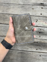 Grey Oil-Tanned Leather Memo Pad Holder