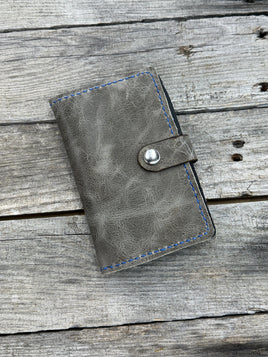 Grey Oil-Tanned Leather Memo Pad Holder