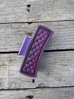 Hand Stamped Leather 4" Hair Claw Clip