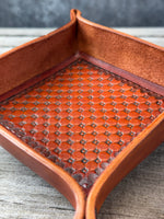 Quilt Stamped Leather Valet Tray