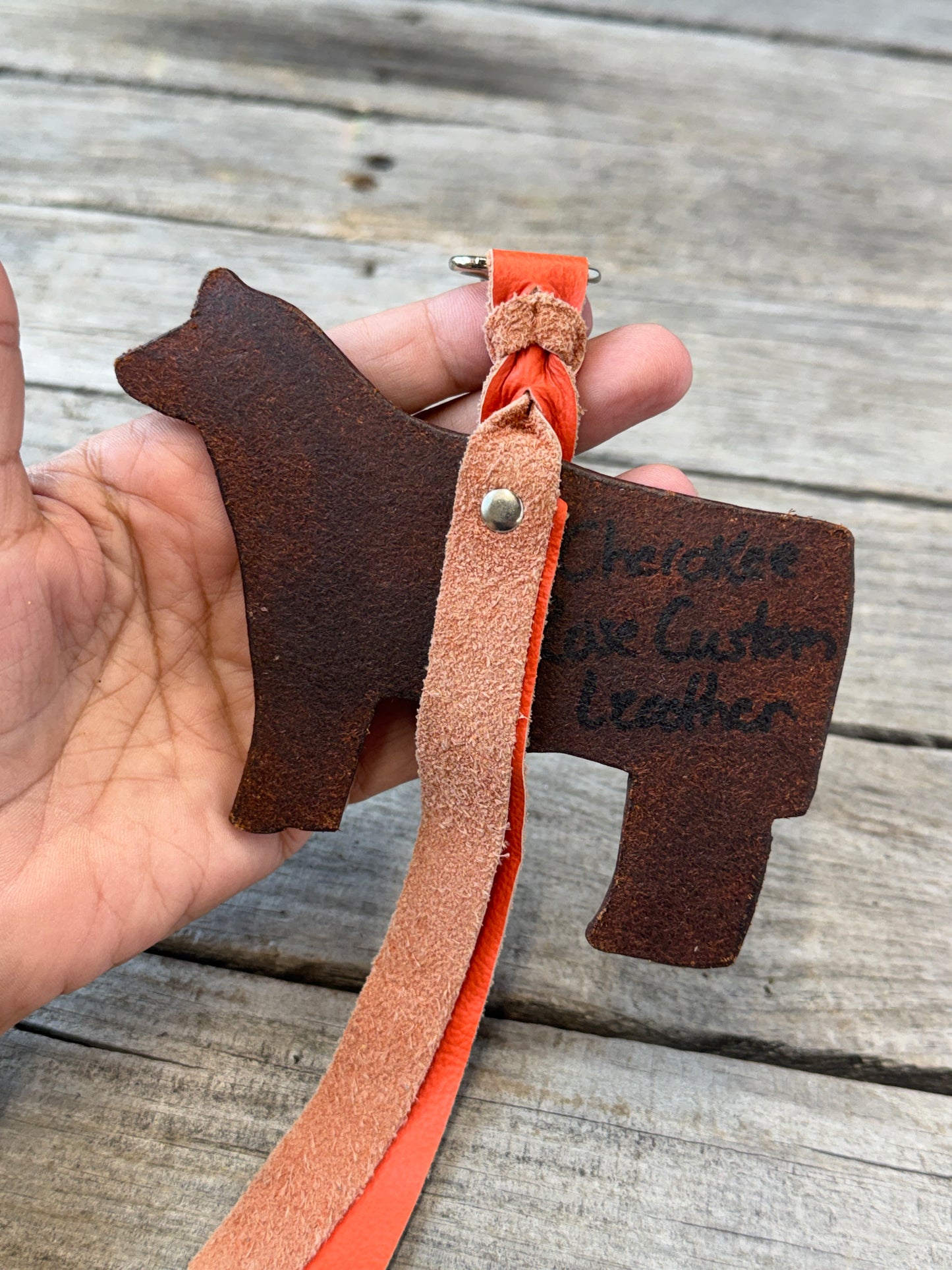 Hand Painted Red and White Show Steer Key Chain
