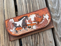 Running Paint Horses 3 Card Ladies Clutch Wallet