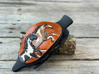Hand Carved Leather French Concord Hair Clips