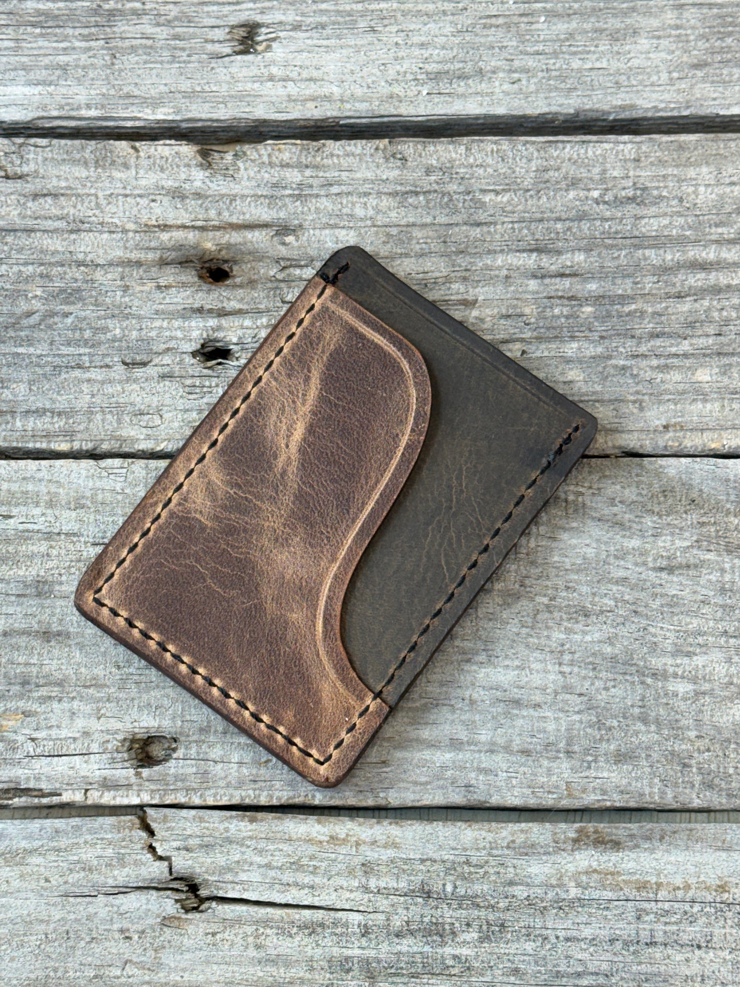Rustic Oil Tanned Leather Card Wallet