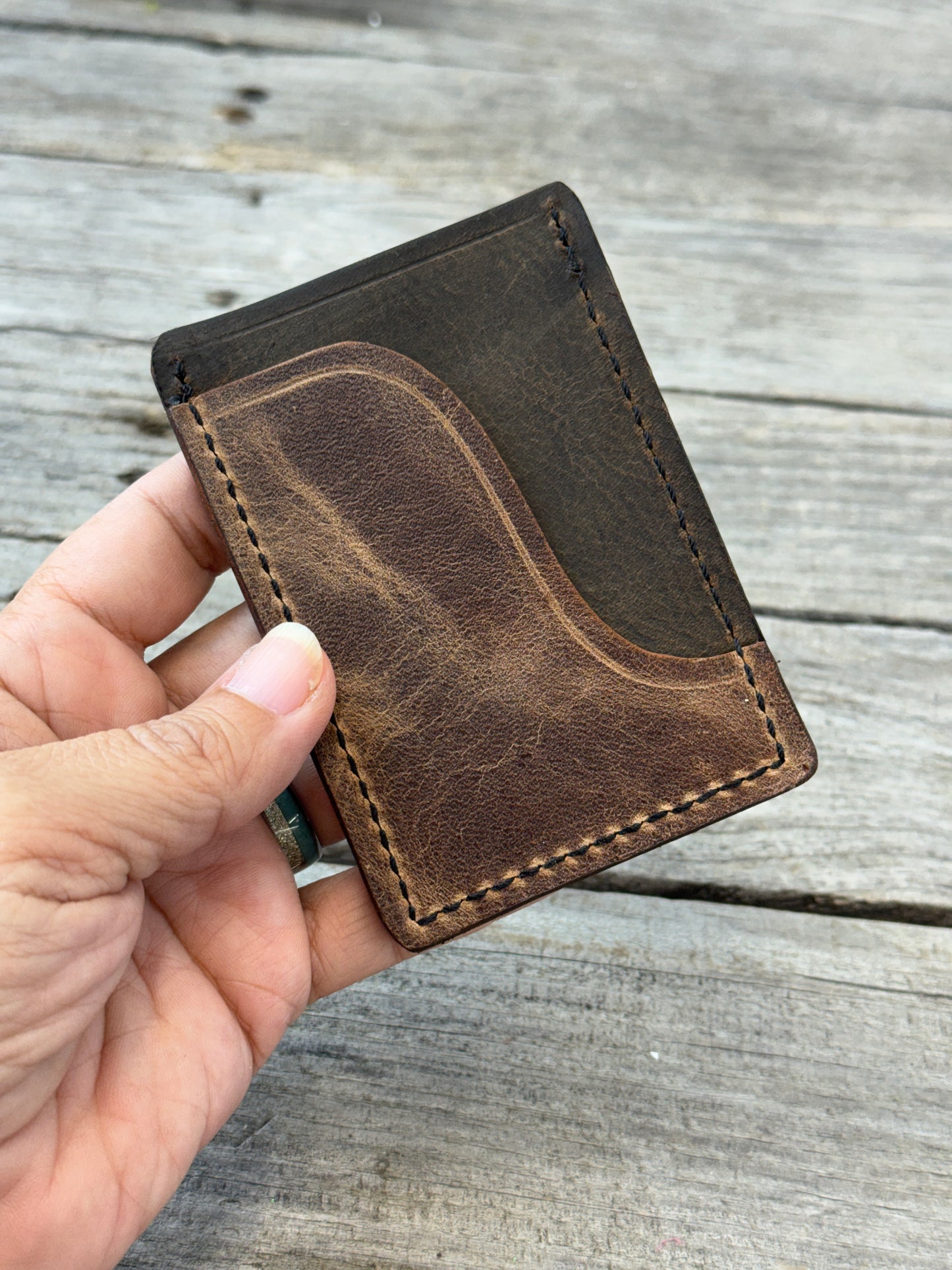 Rustic Oil Tanned Leather Card Wallet