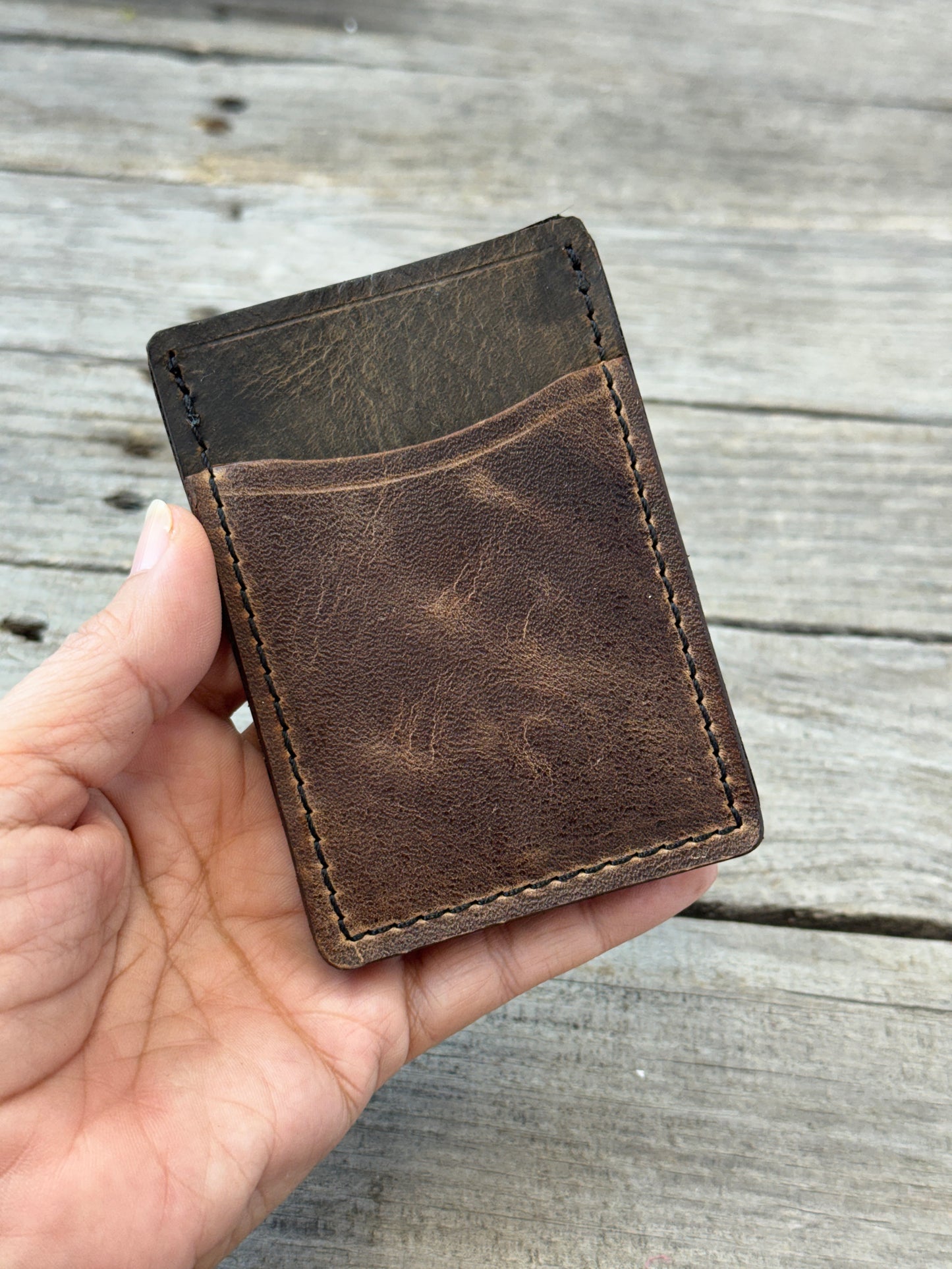 Rustic Oil Tanned Leather Card Wallet