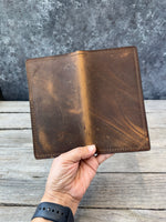 Rustic Brown Oil Tanned Leather Roper Style Long Wallet