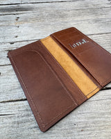 Rustic Brown Oil Tanned Leather Roper Style Long Wallet