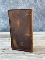 Rustic Brown Oil Tanned Leather Roper Style Long Wallet