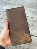 Rustic Brown Oil Tanned Leather Roper Style Long Wallet
