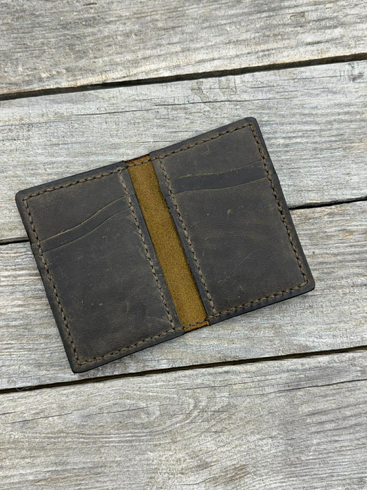 handmade slim leather bifold wallet soft oil tanned leather