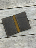handmade slim leather bifold wallet soft oil tanned leather