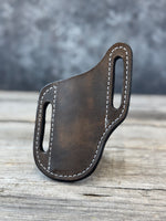 Slim Slanted Pancake Leather Knife Sheath