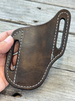 Slim Slanted Pancake Leather Knife Sheath