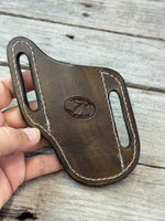 Slim Slanted Pancake Leather Knife Sheath