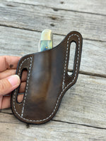 Slim Slanted Pancake Leather Knife Sheath