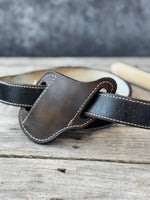 Slim Slanted Pancake Leather Knife Sheath