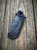 Custom Order- Vertical Style Stamped Leather Pocket Knife Sheath