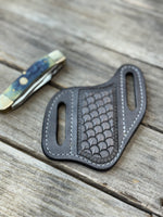 Stamped Dragon Scale Wide Pancake Knife Sheath