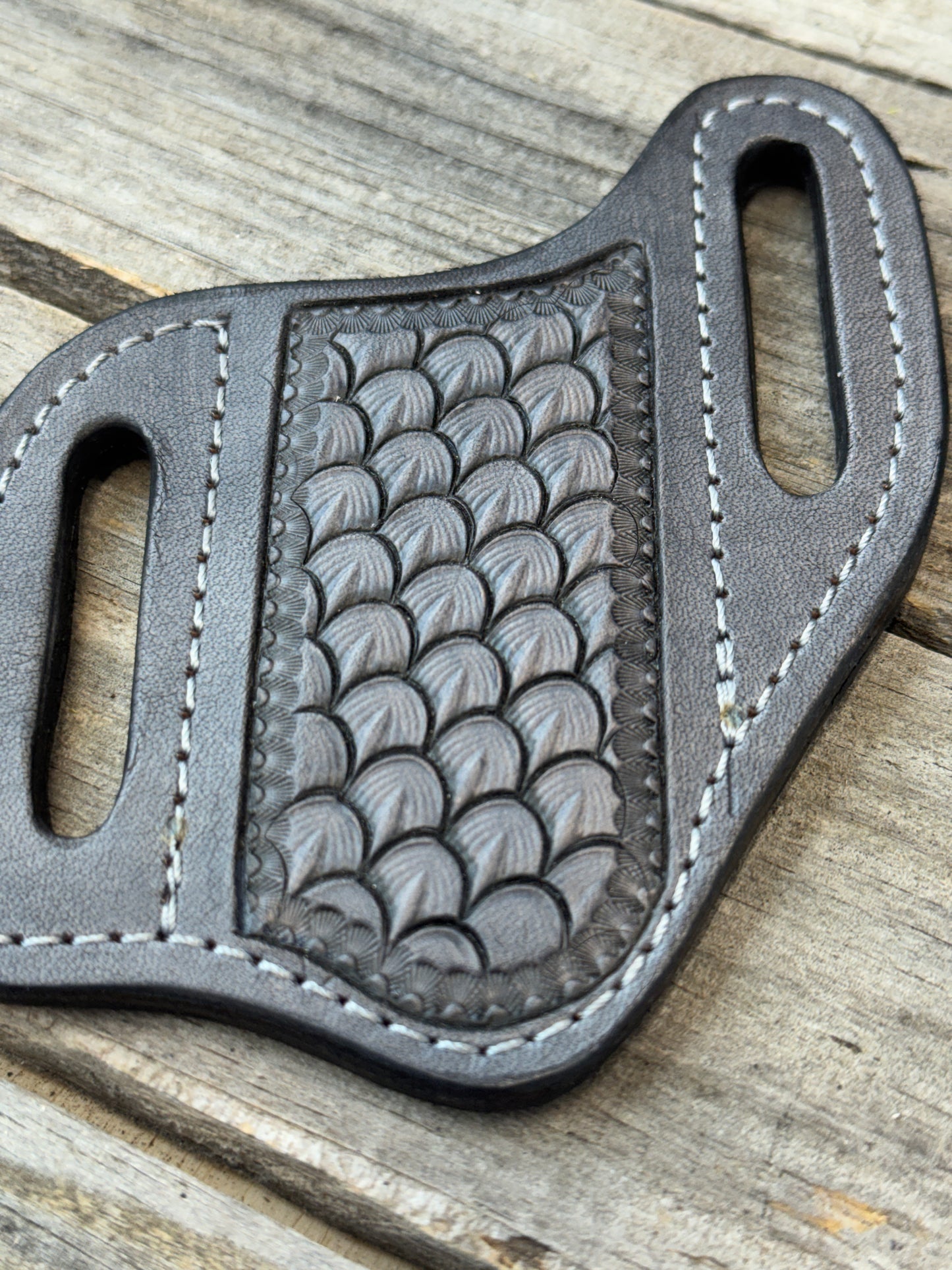 Stamped Dragon Scale Wide Pancake Knife Sheath