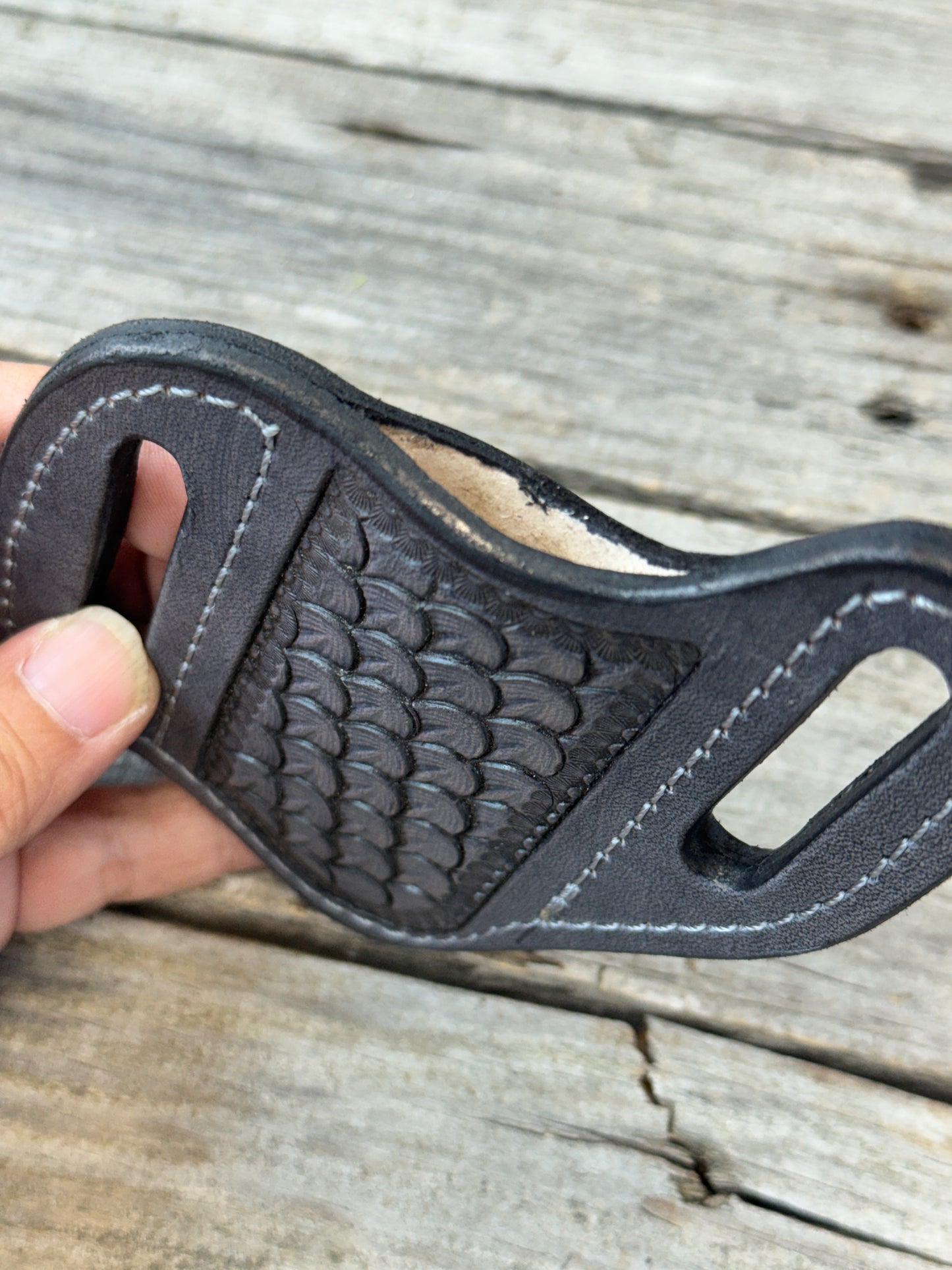 Stamped Dragon Scale Wide Pancake Knife Sheath