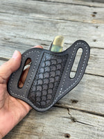 Stamped Dragon Scale Wide Pancake Knife Sheath