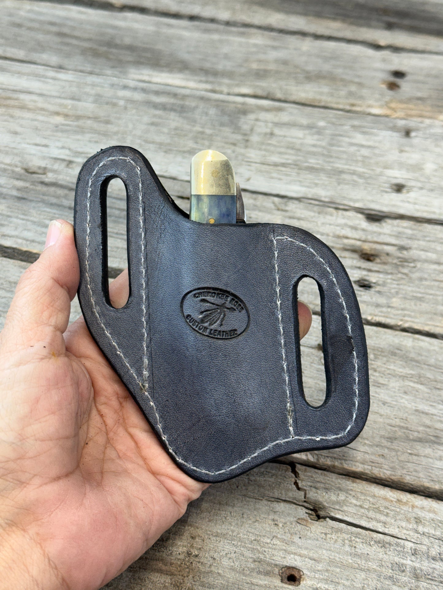 Stamped Dragon Scale Wide Pancake Knife Sheath