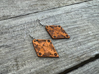 Small Diamond Scroll Leather Earrings