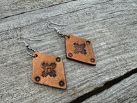 Small Diamond Southwest Leather Earrings