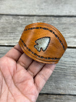 Stamped Arrowhead Leather Cuff Bracelet