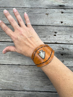 Stamped Arrowhead Leather Cuff Bracelet