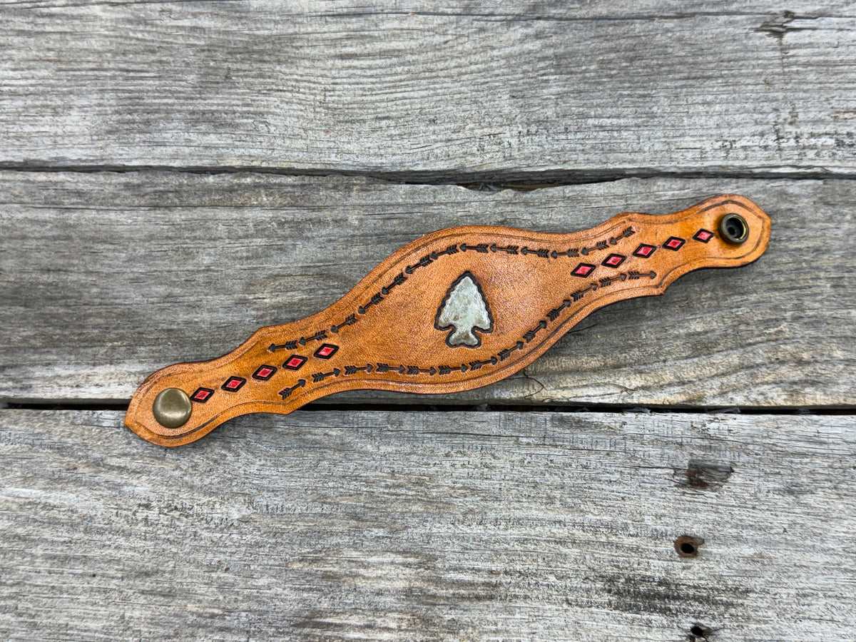 Stamped Arrowhead Leather Cuff Bracelet