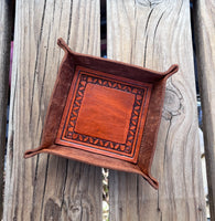 Border Stamped Leather Valet Tray