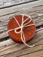 Geometric Hand Stamped Leather Coaster Set of 4