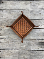 Geometric Circle Stamped Leather Valet Tray