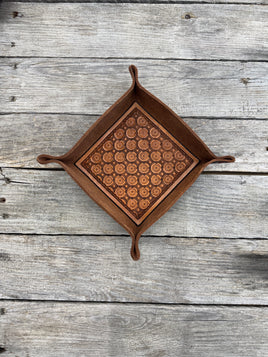 Geometric Circle Stamped Leather Valet Tray
