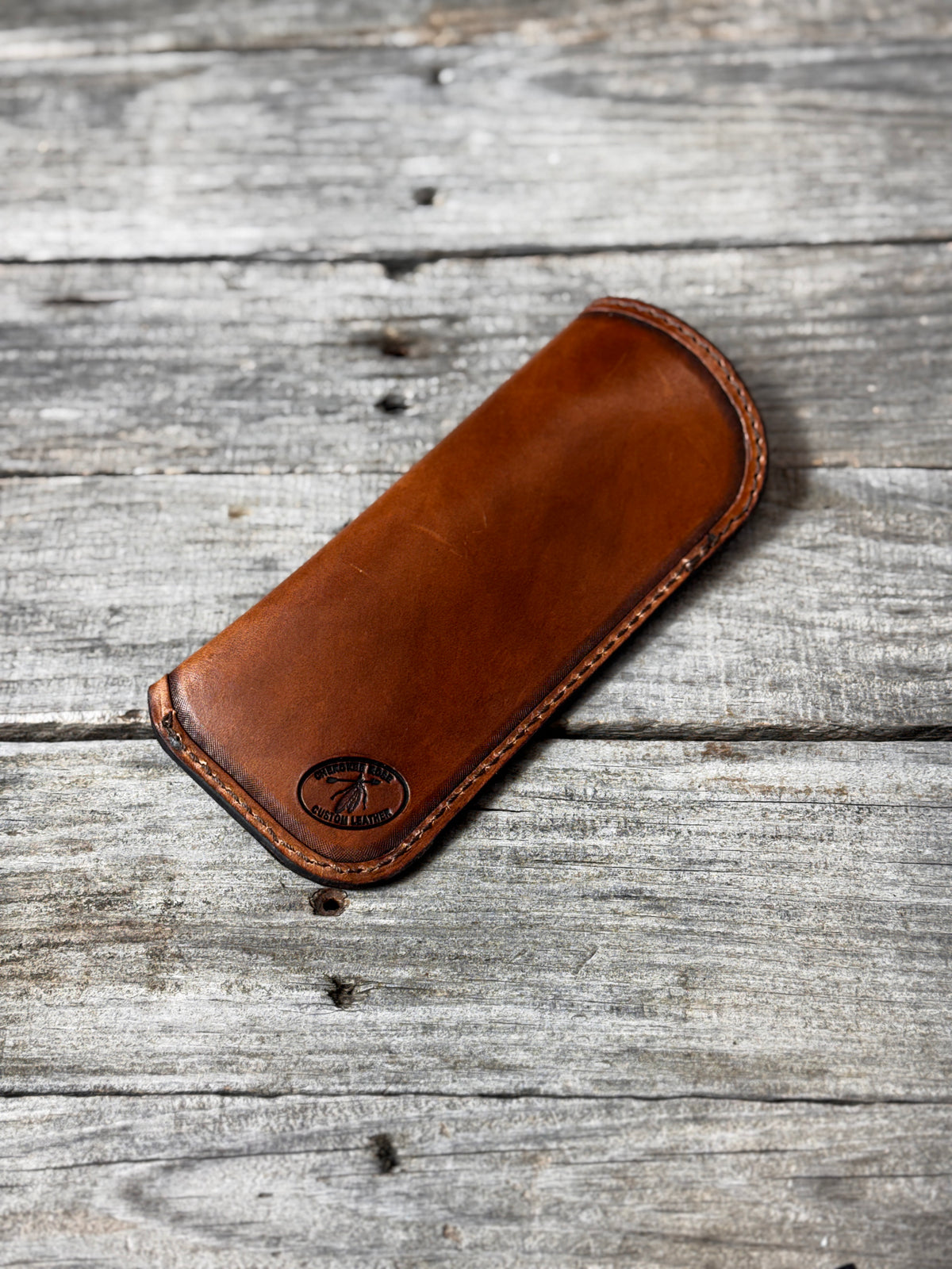 Hand Stamped Deer Track Leather Eyeglass Case