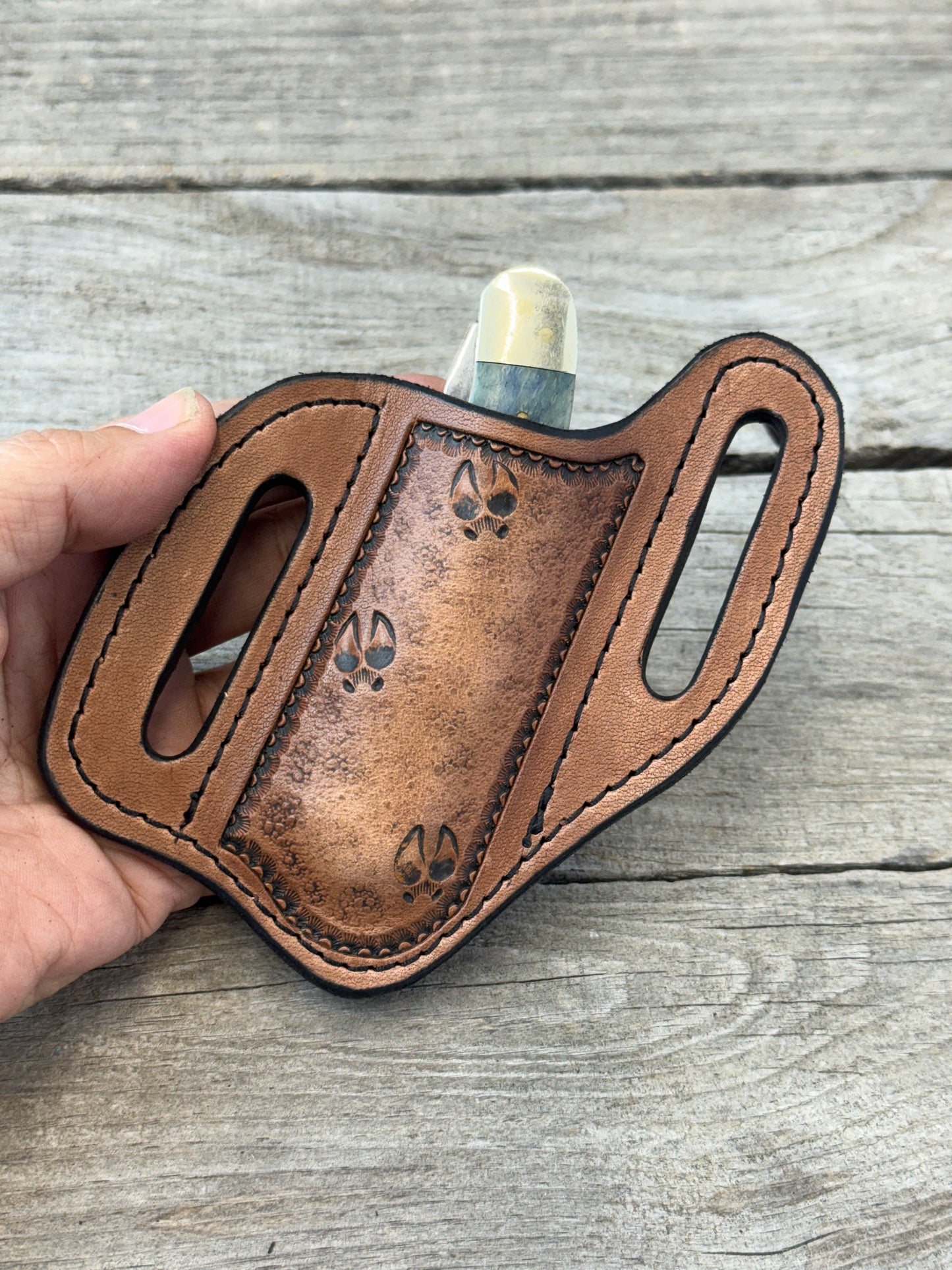 Deer Track Wide Pancake Knife Sheath