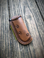 Custom Order- Vertical Style Stamped Leather Pocket Knife Sheath