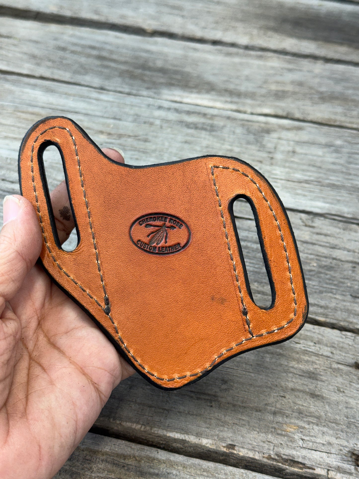 Stamped Geometric Wide Pancake Knife Sheath