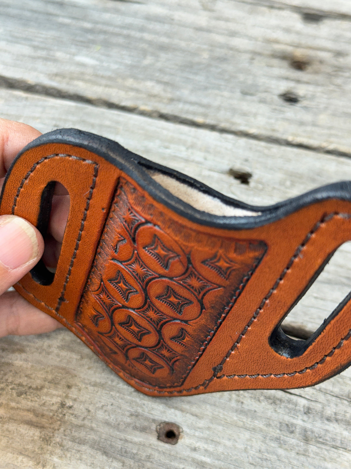 Stamped Geometric Wide Pancake Knife Sheath