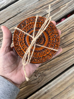 Light Brown Mandala Leather Coaster Set of 4