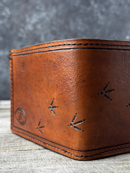 Turkey Track Stamped Leather Bifold Wallet