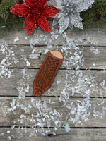 Hand Stamped Leather Cast Iron Skillet Handle Cover – Woven Basketweave Design