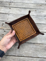 Woven Basketweave Leather Valet Tray