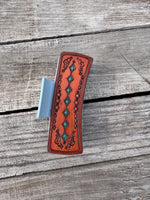 Hand Stamped Leather 4" Hair Claw Clip