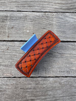 Hand Stamped Leather 4" Hair Claw Clip