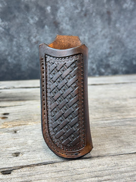 Texas Star Basketweave Vertical Leather Knife Sheath