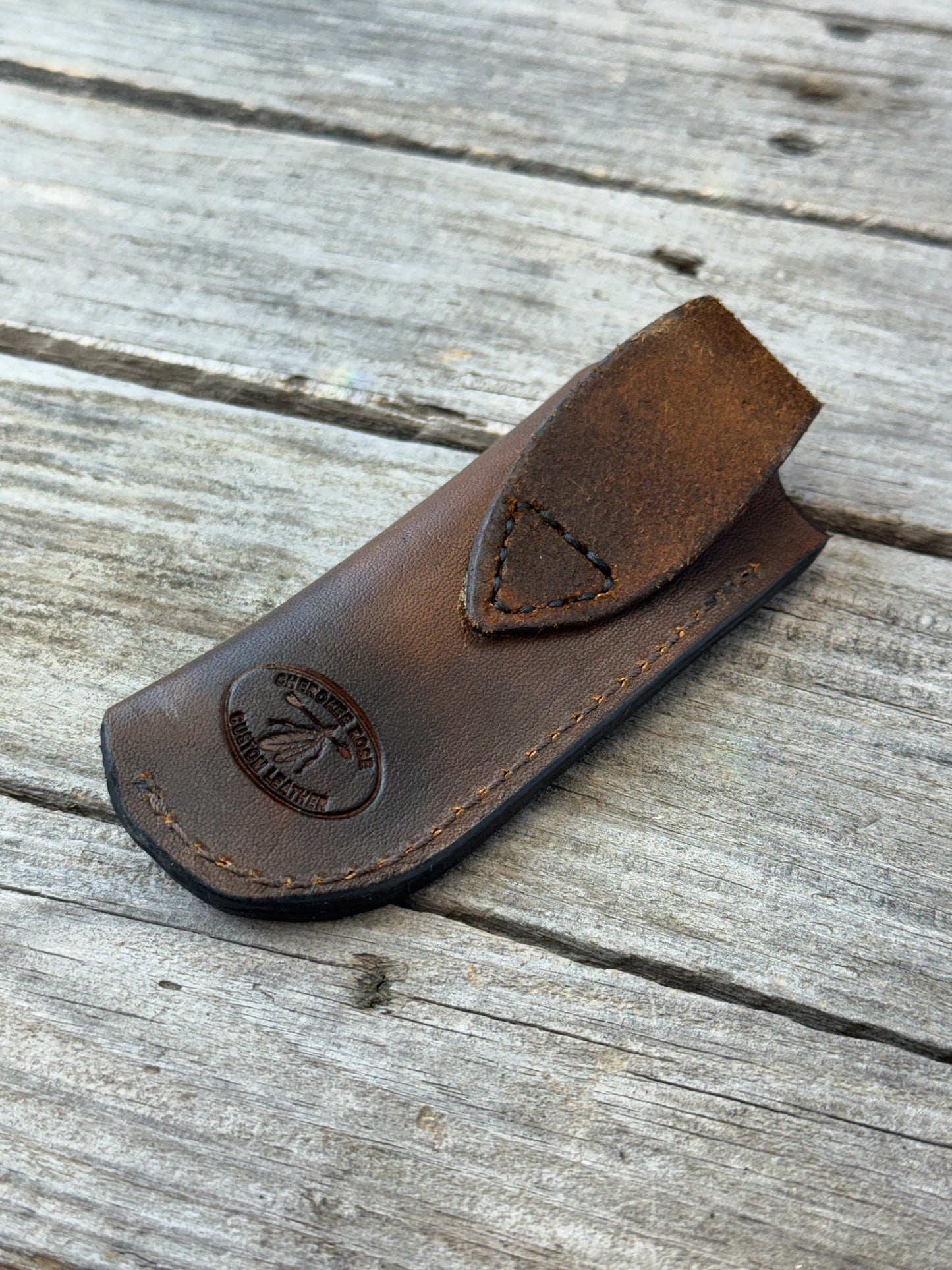 Texas Star Basketweave Vertical Leather Knife Sheath